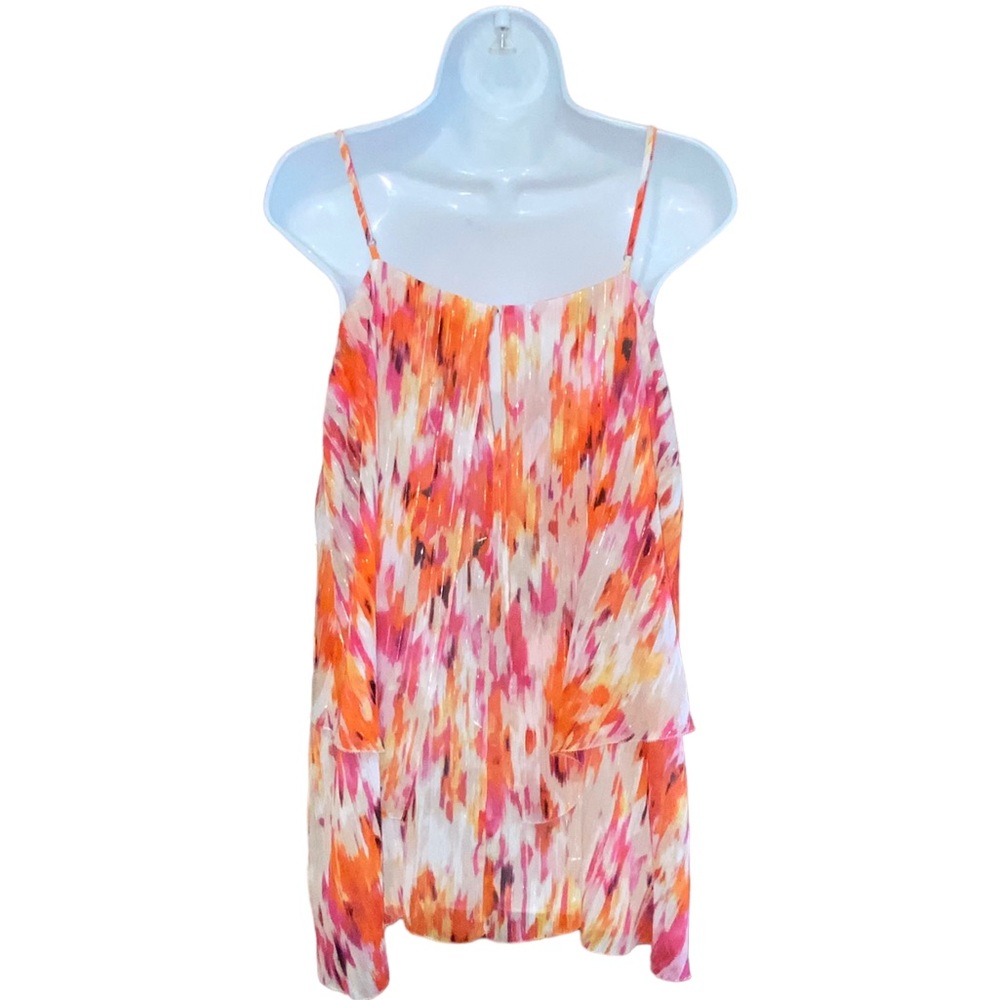 ANA Ikat Golden Poppy Sheer Tiered Strappy Multi Color Top Women’s Large NWT - Picture 10 of 15